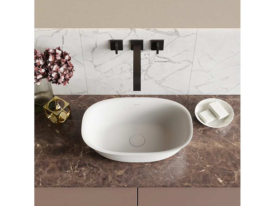 Vaque à poer Vitaliko Rond L48 cm, Solid Surface, 100% Made in Italy