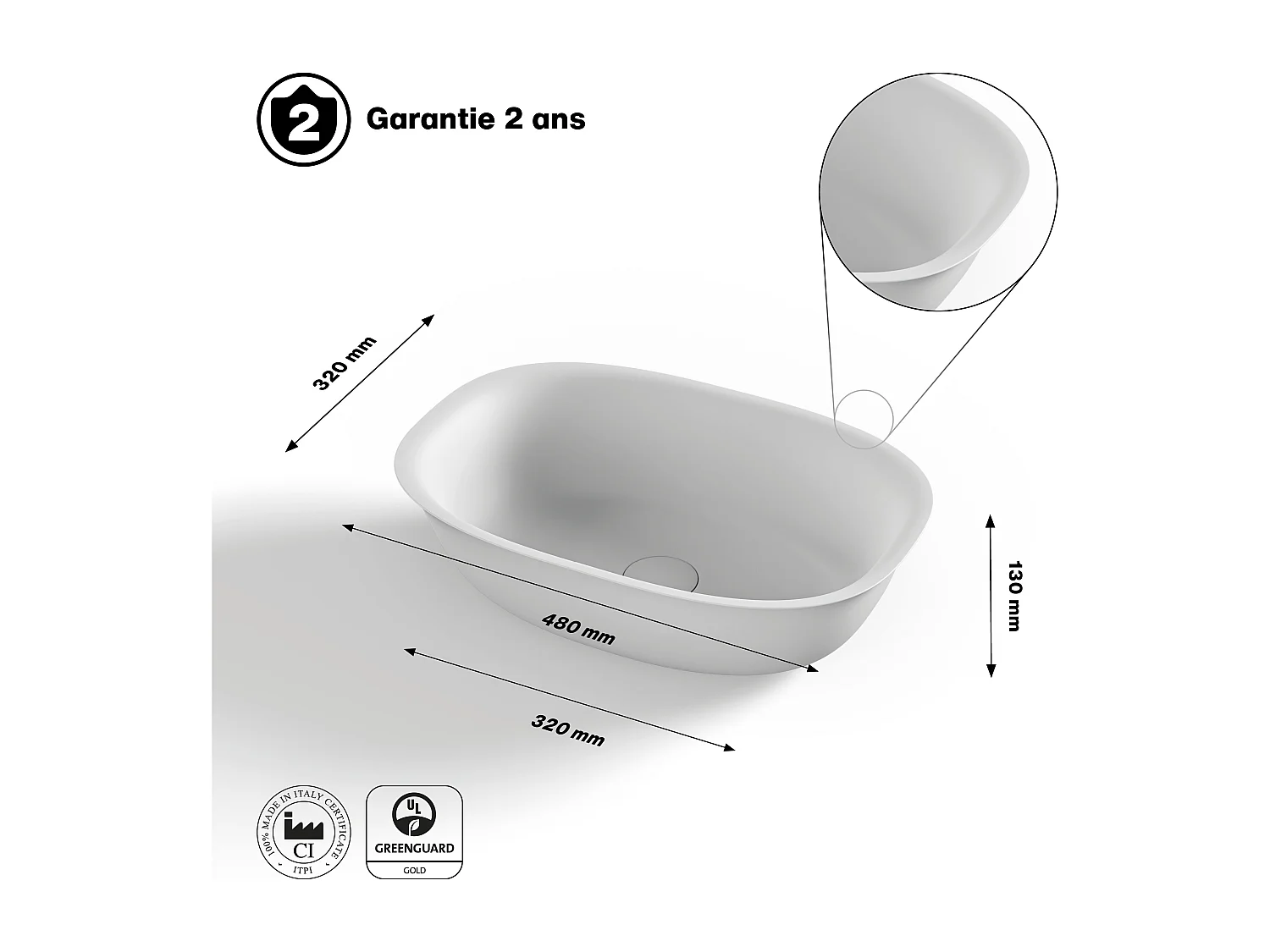 Vasque à poser Vitaliko Rond L48 cm