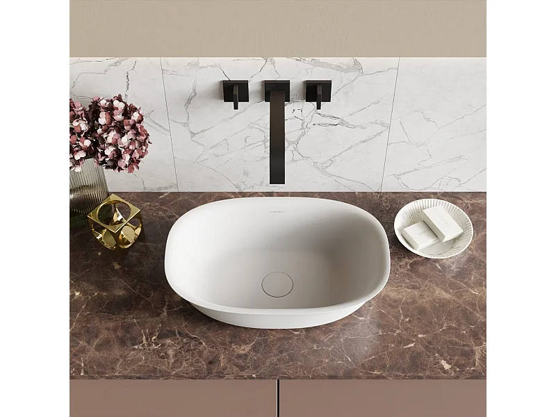 Vaque à poer Vitaliko Rond L48 cm, Solid Surface, 100% Made in Italy