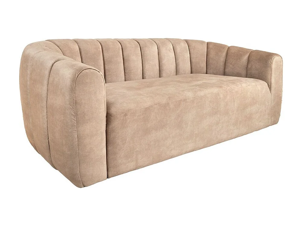 Canapé droit MYSTRO beige – Canapé design en velours avec accoudoirs