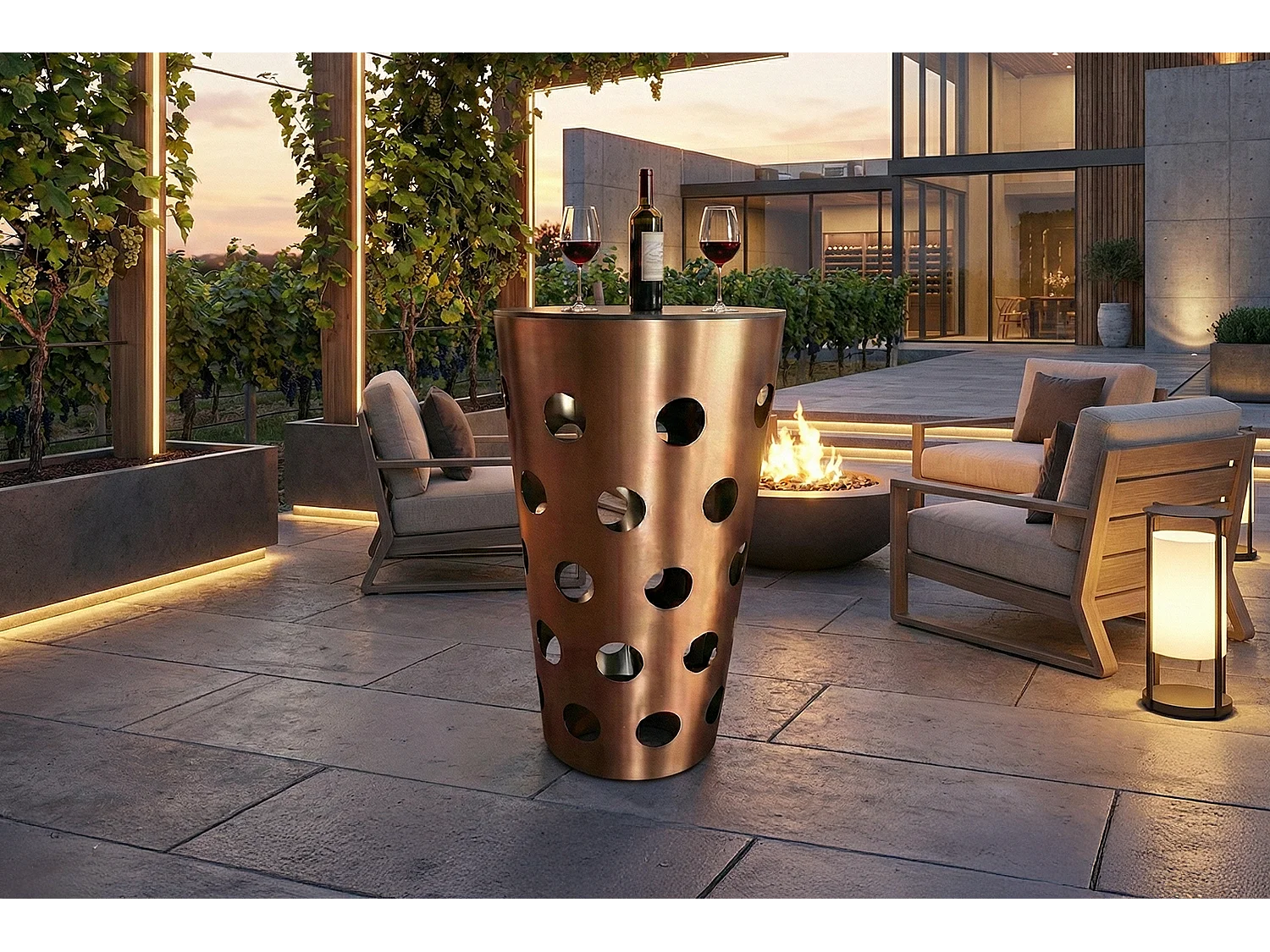 Tavolo da bar - Rosa metallo - 65 x 65 cm - VINO