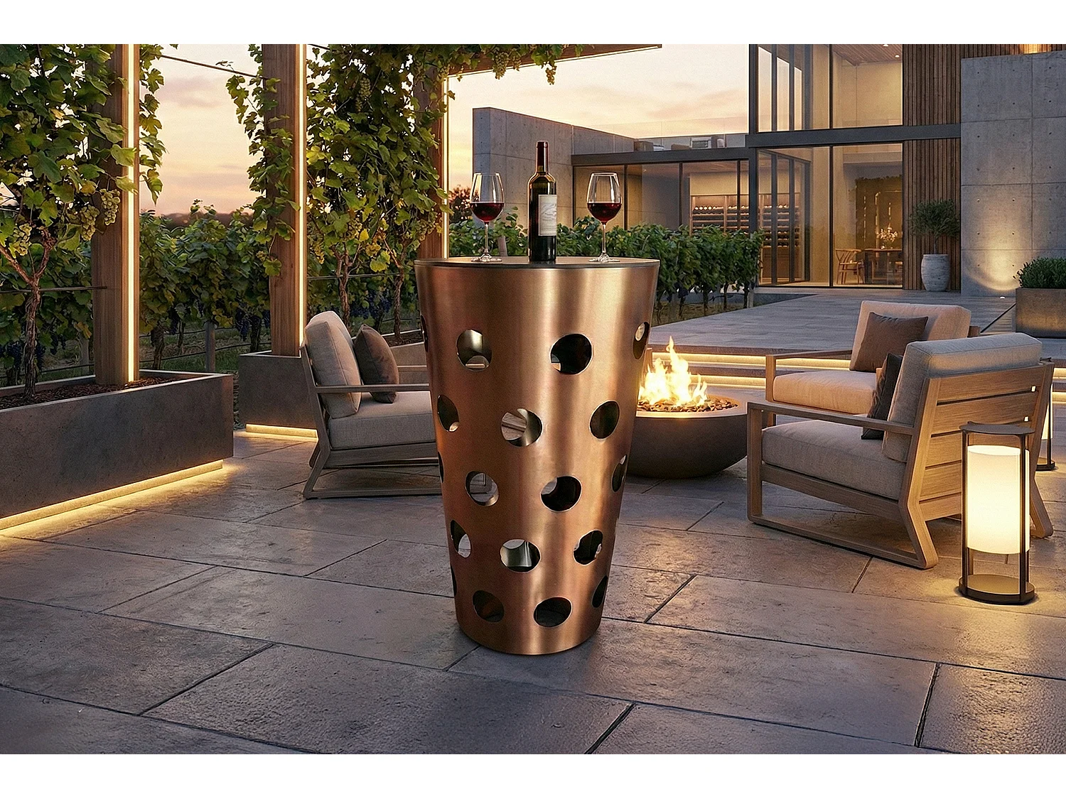 Table de bar - Rose métal - 65 x 65 cm - VINO