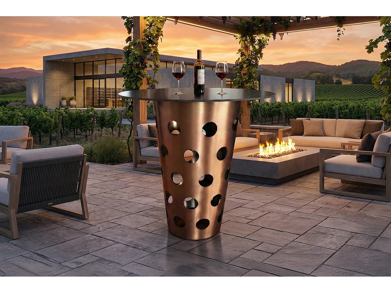 Tavolo da bar - Rosa metallo - 90 x 90 cm - VINO