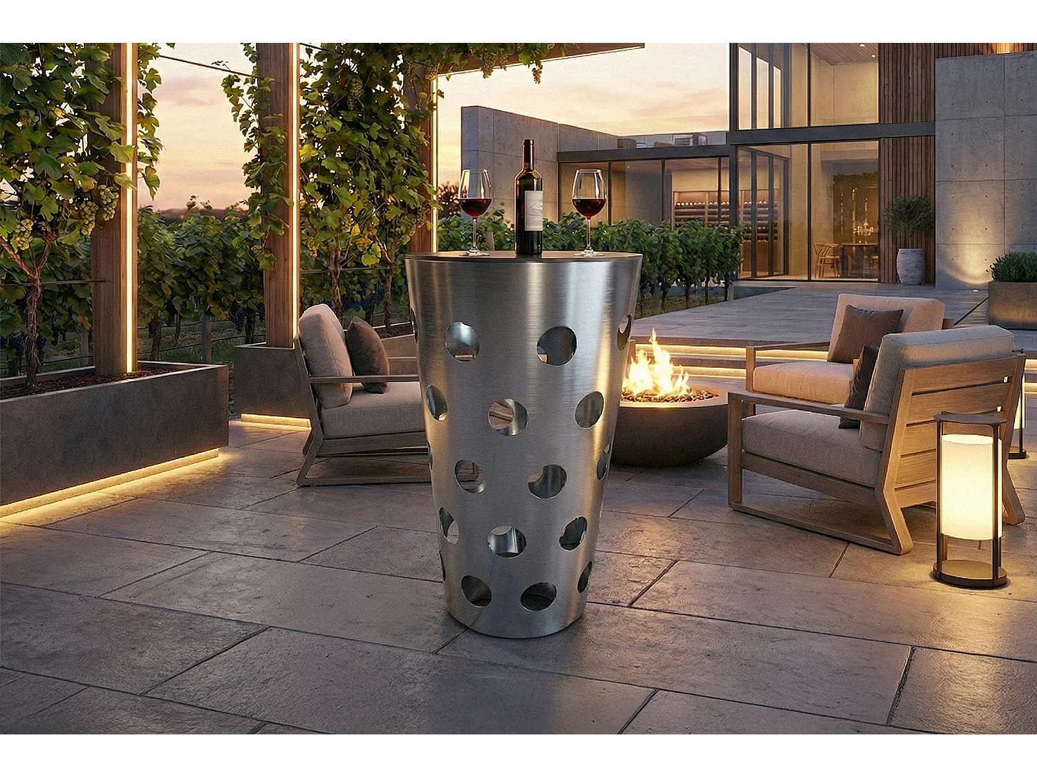 Table de bar - argent métal - 65 x 65 cm - VINO