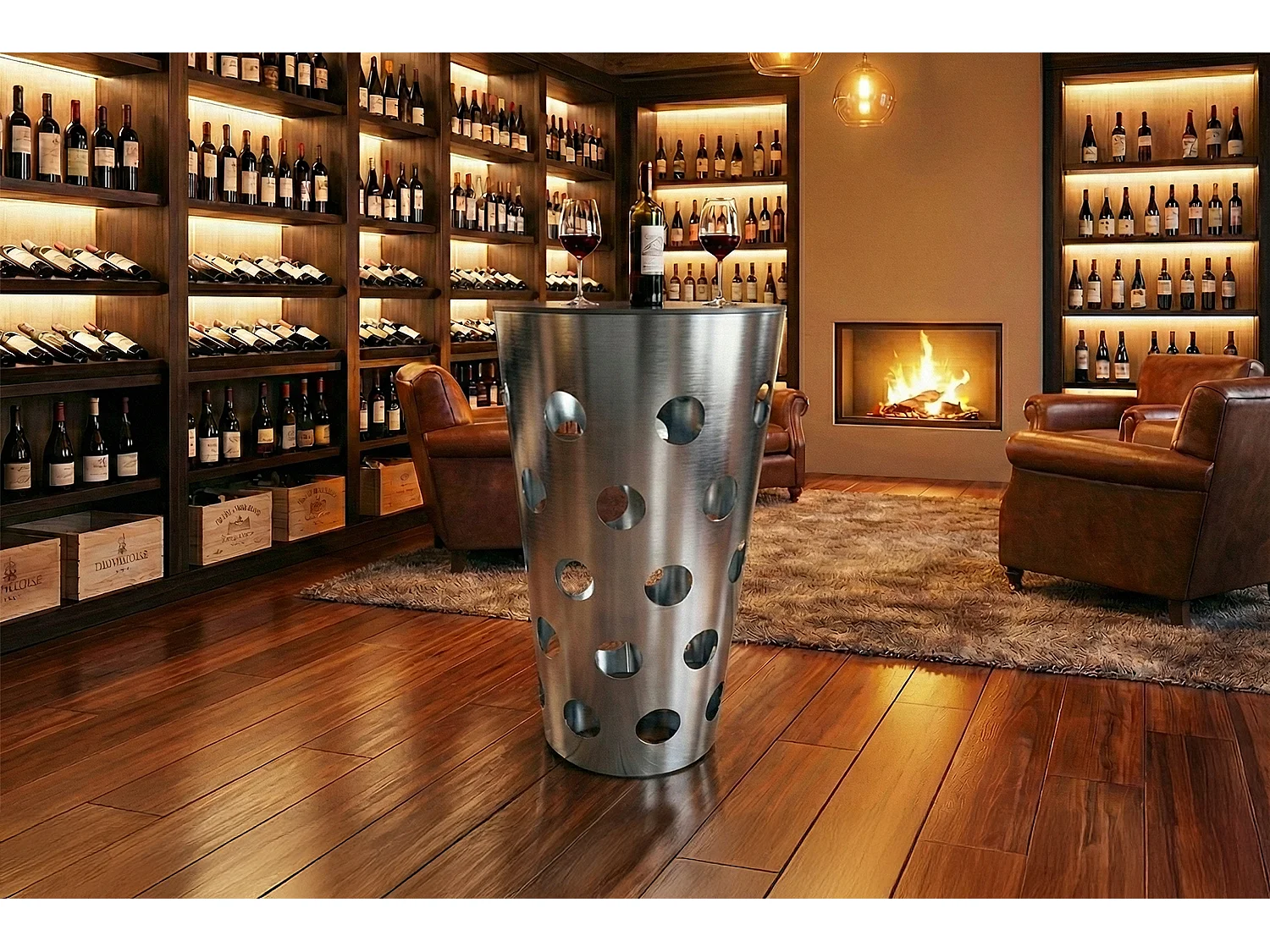 Table de bar - argent métal - 65 x 65 cm - VINO