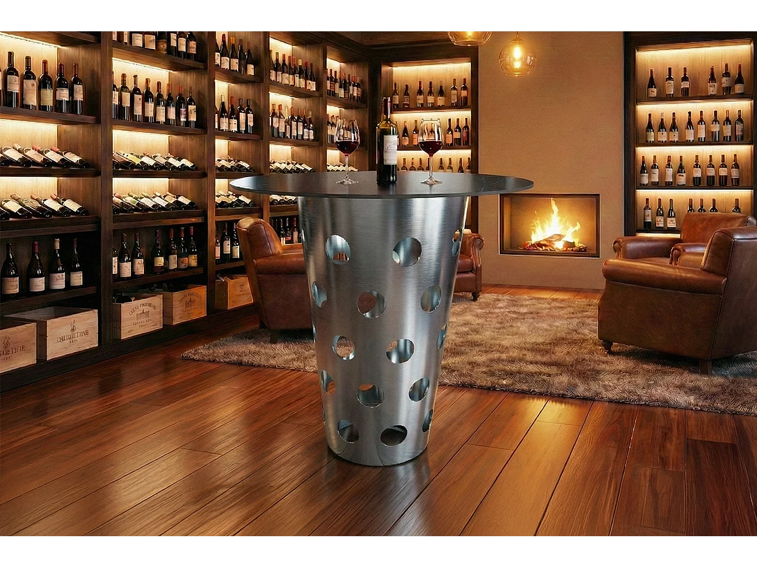 Tavolo da bar - argento metallo - 90 x 90 cm - VINO