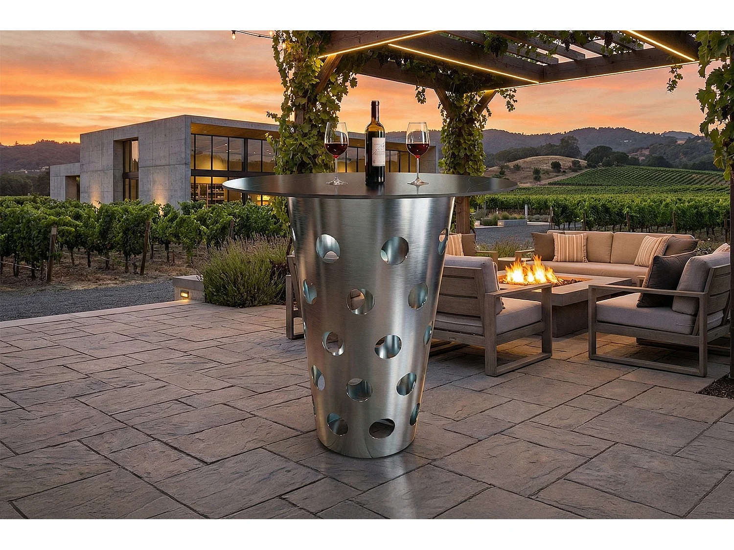 Table de bar - argent métal - 90 x 90 cm - VINO