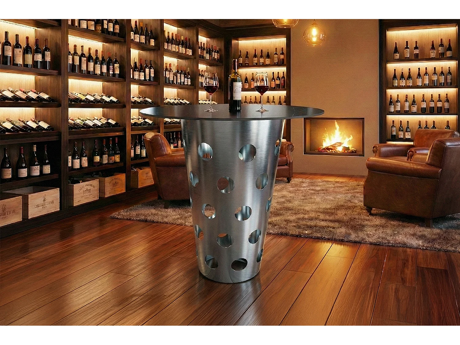 Table de bar - argent métal - 90 x 90 cm - VINO