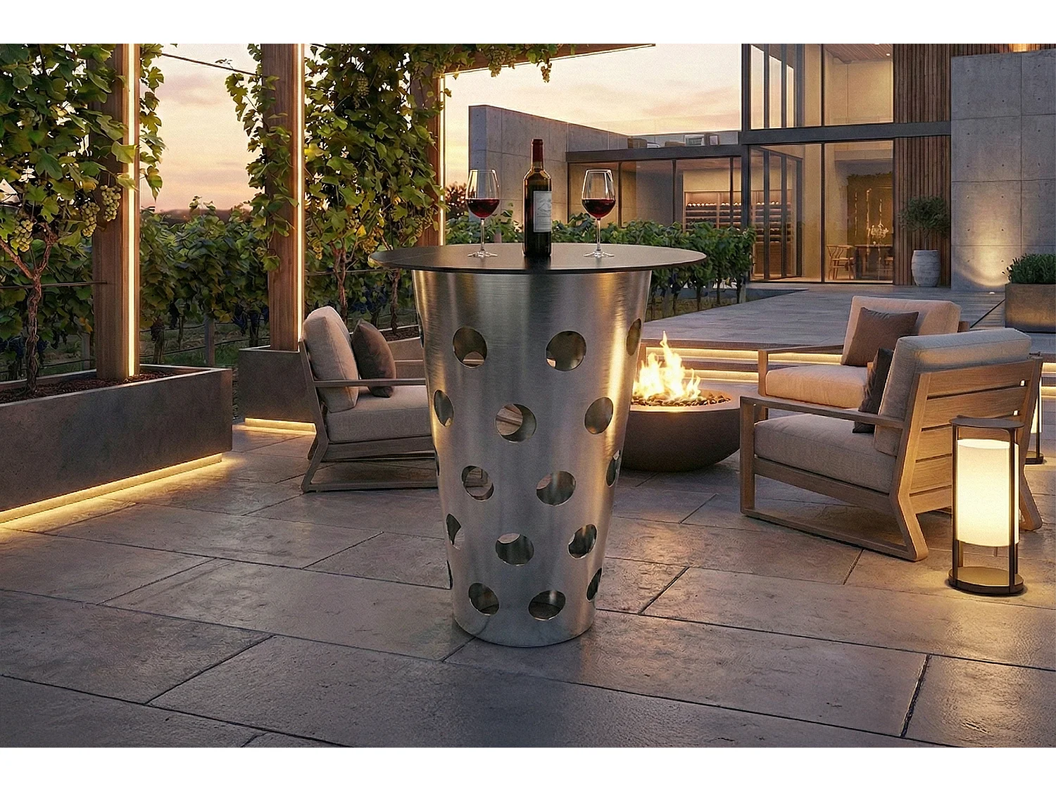 Table de bar - argent métal - 80 x 80 cm - VINO
