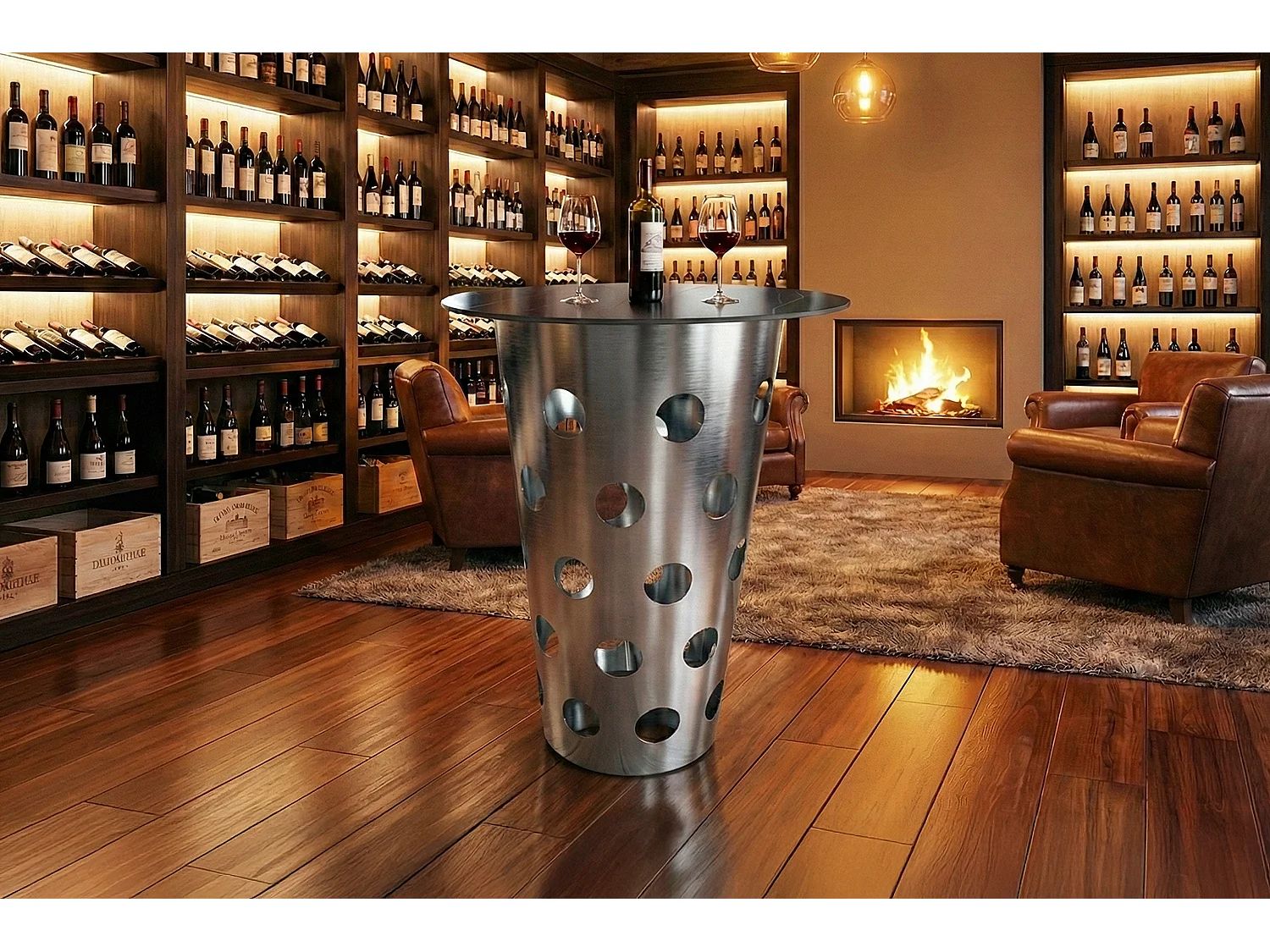 Table de bar - argent métal - 80 x 80 cm - VINO