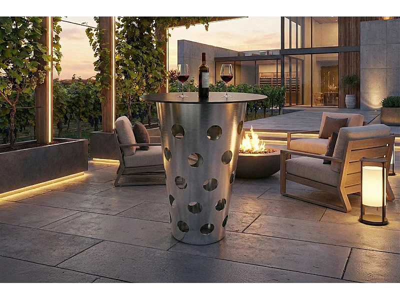 Tavolo da bar - argento metallo - 80 x 80 cm - VINO