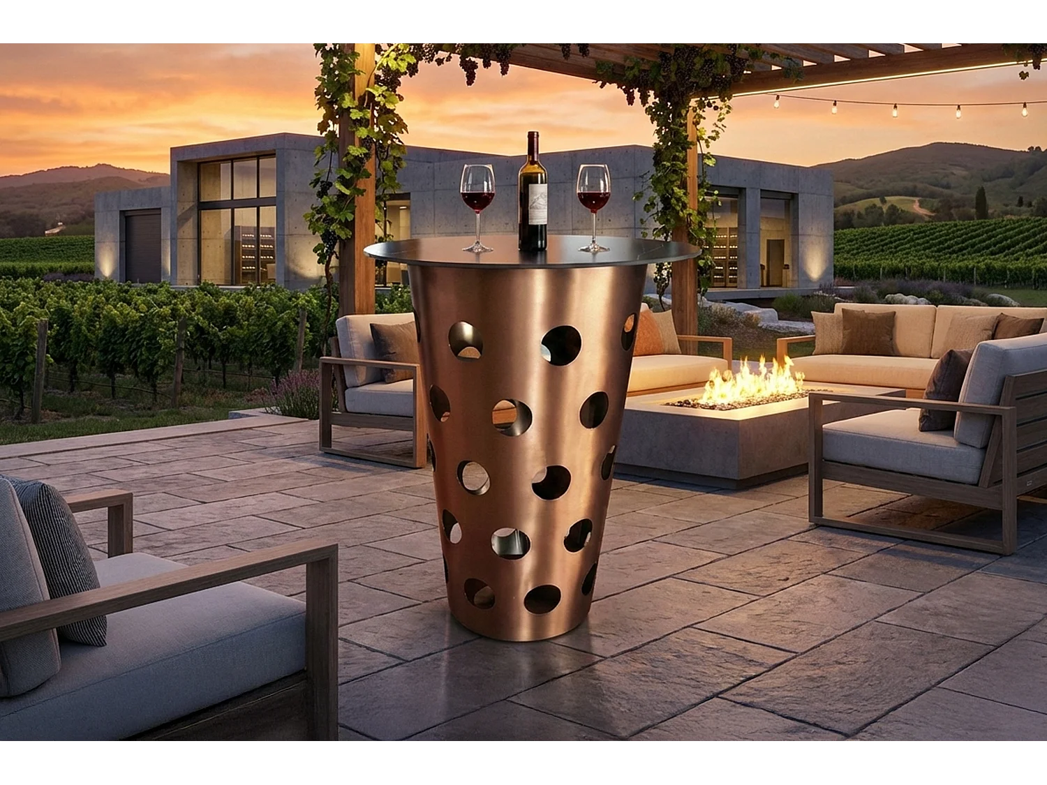 Tavolo da bar - Rosa metallo - 80 x 80 cm - VINO