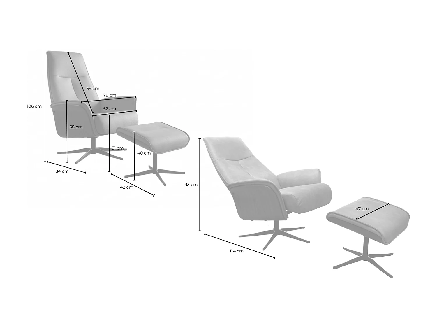 Poltrona relax - Grigio pelle - FERREIRA