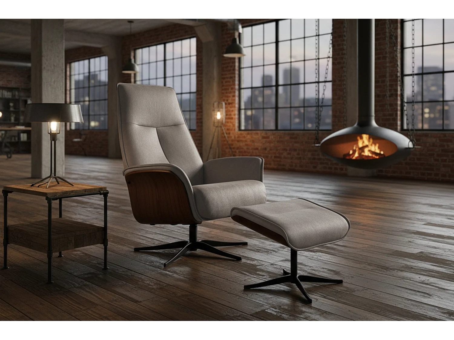 Poltrona relax - Grigio pelle - FERREIRA