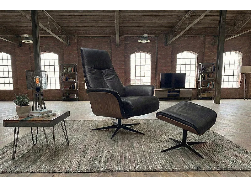 Poltrona relax - Nero Tessuto in fibra di pelle - FERREIRA