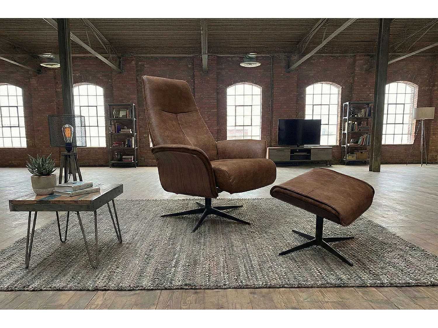 Poltrona relax - marrone Tessuto in fibra di pelle - FERREIRA