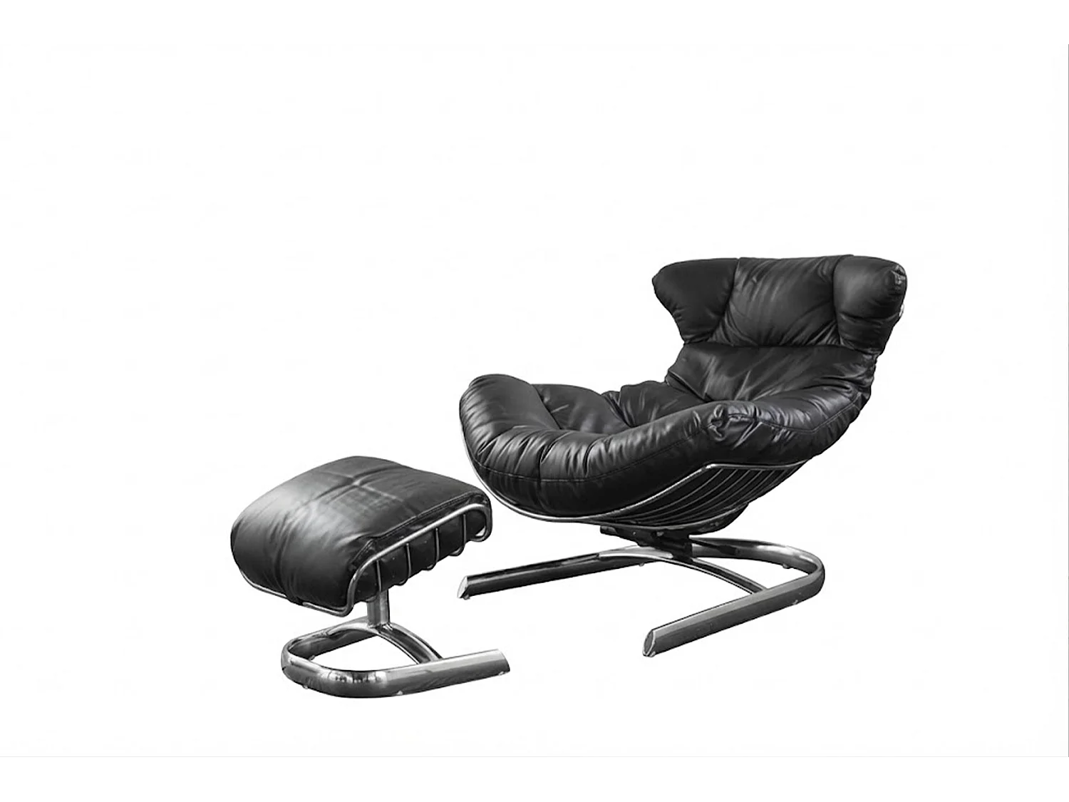 Fauteuil relax - Noir cuir - LORNA