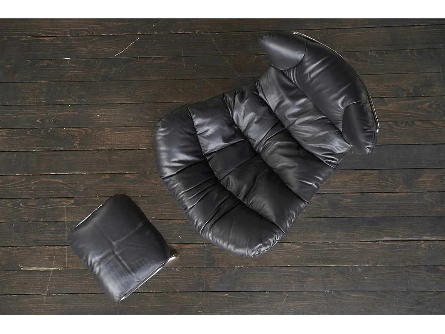 Fauteuil relax - Noir cuir - LORNA