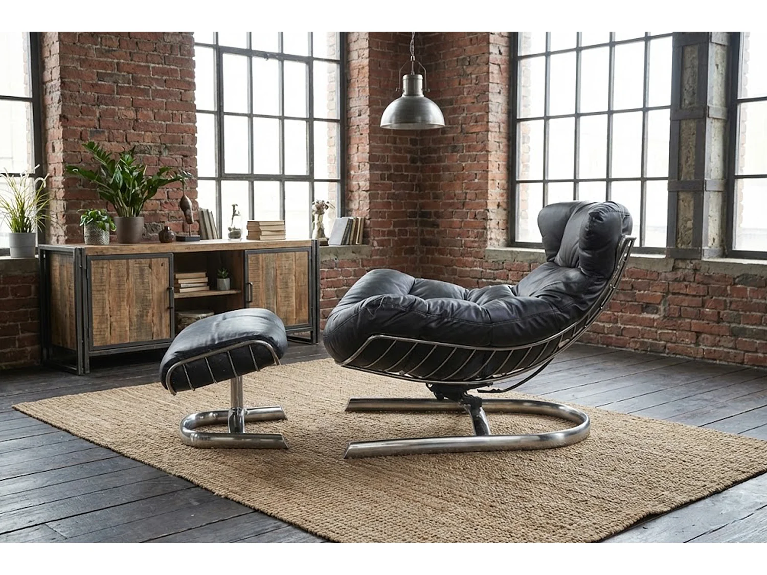 Poltrona relax - Nero pelle - LORNA