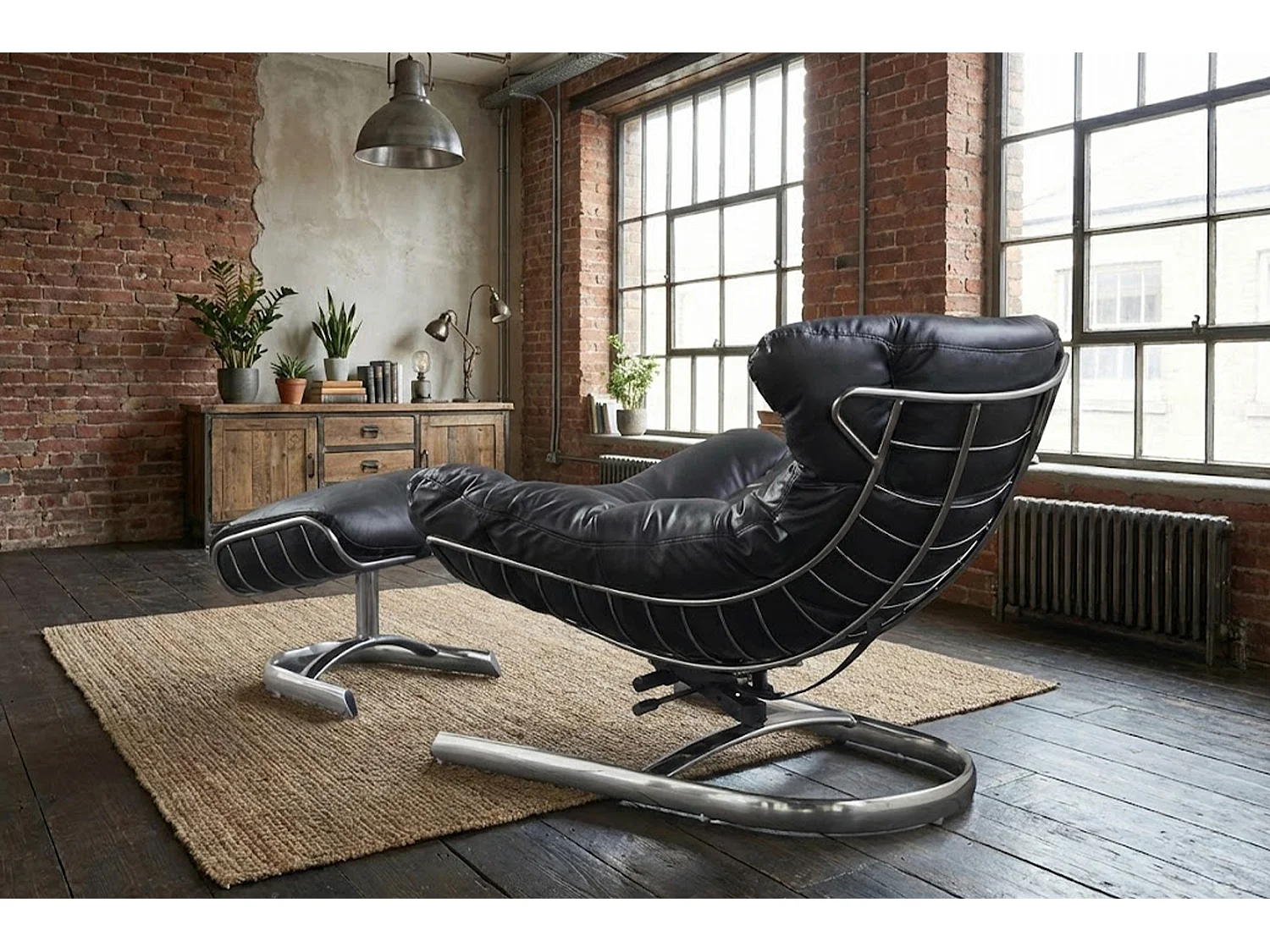 Poltrona relax - Nero pelle - LORNA