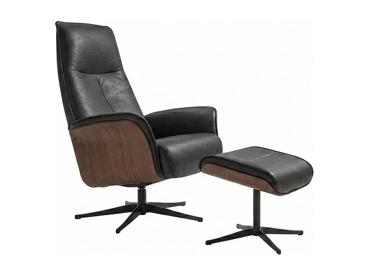 Poltrona relax - Nero pelle - FERREIRA