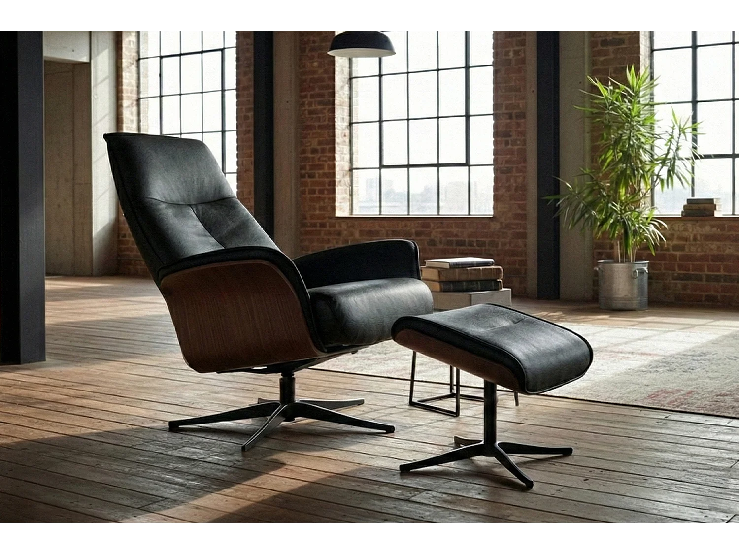 Poltrona relax - Nero pelle - FERREIRA