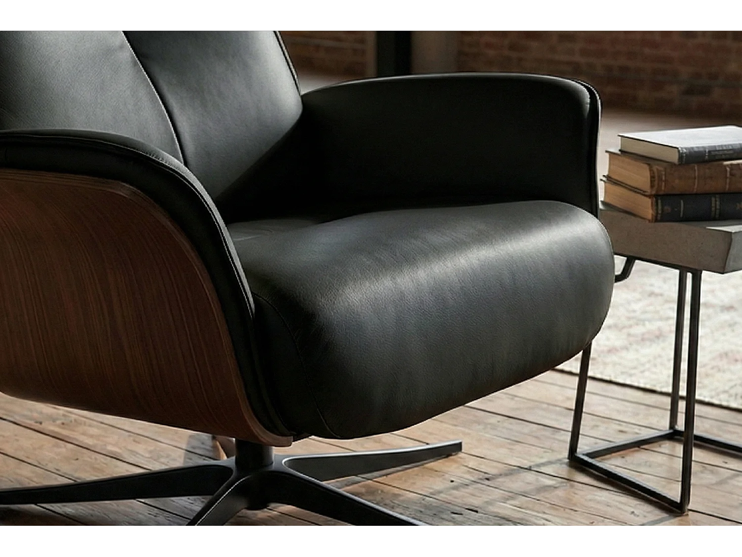 Poltrona relax - Nero pelle - FERREIRA