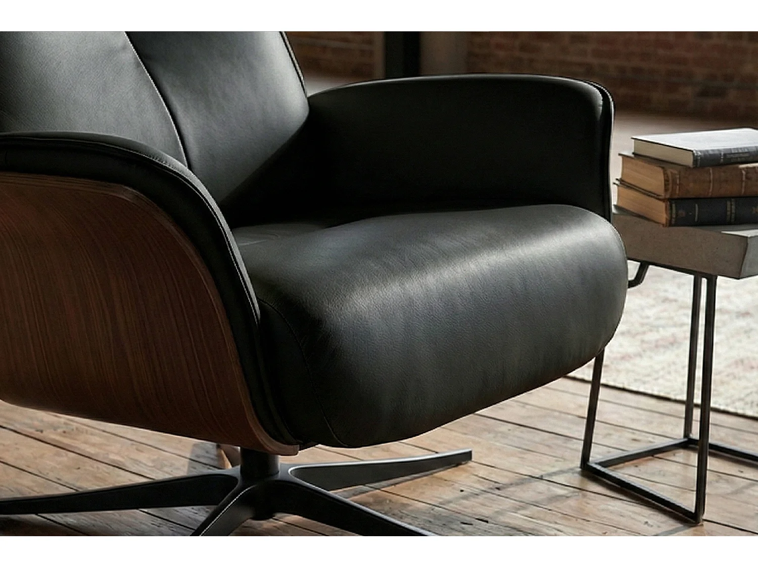 Poltrona relax - Nero pelle - FERREIRA