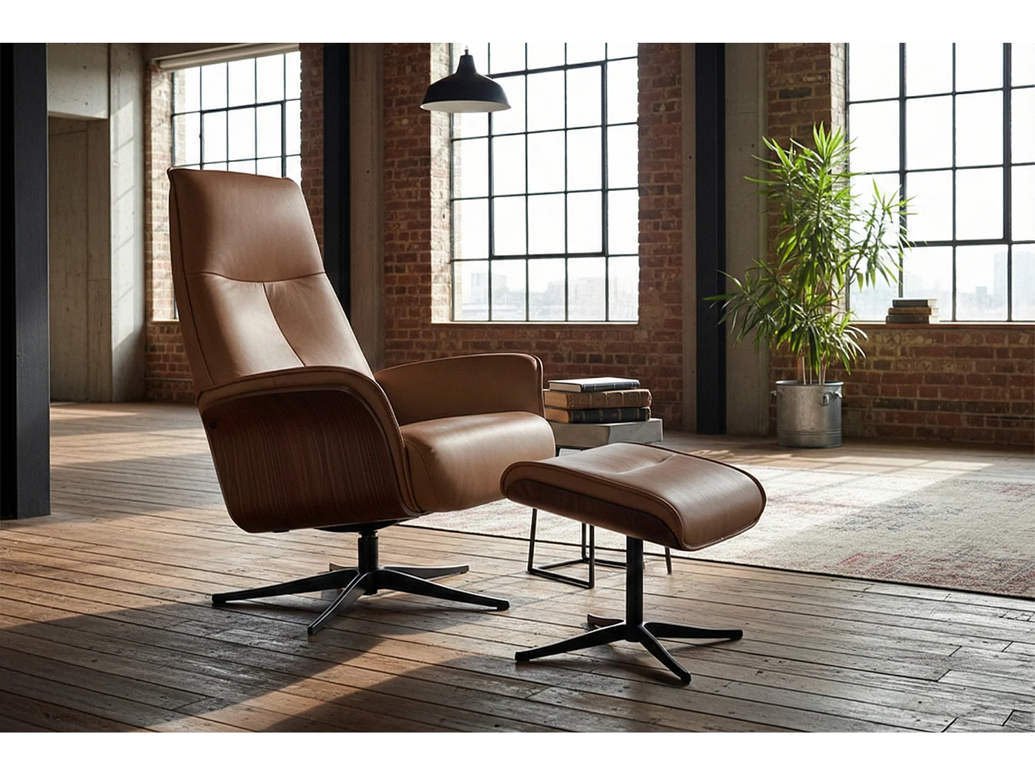 Poltrona relax - marrone pelle - FERREIRA