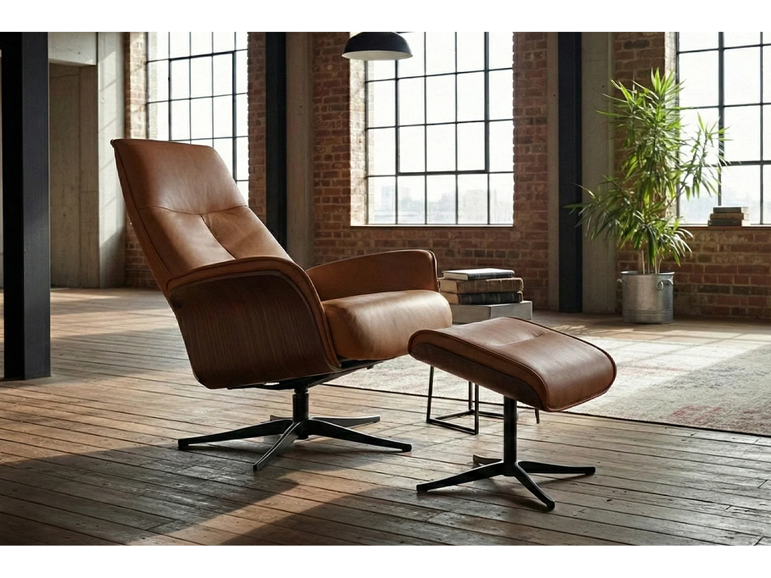 Poltrona relax - marrone pelle - FERREIRA