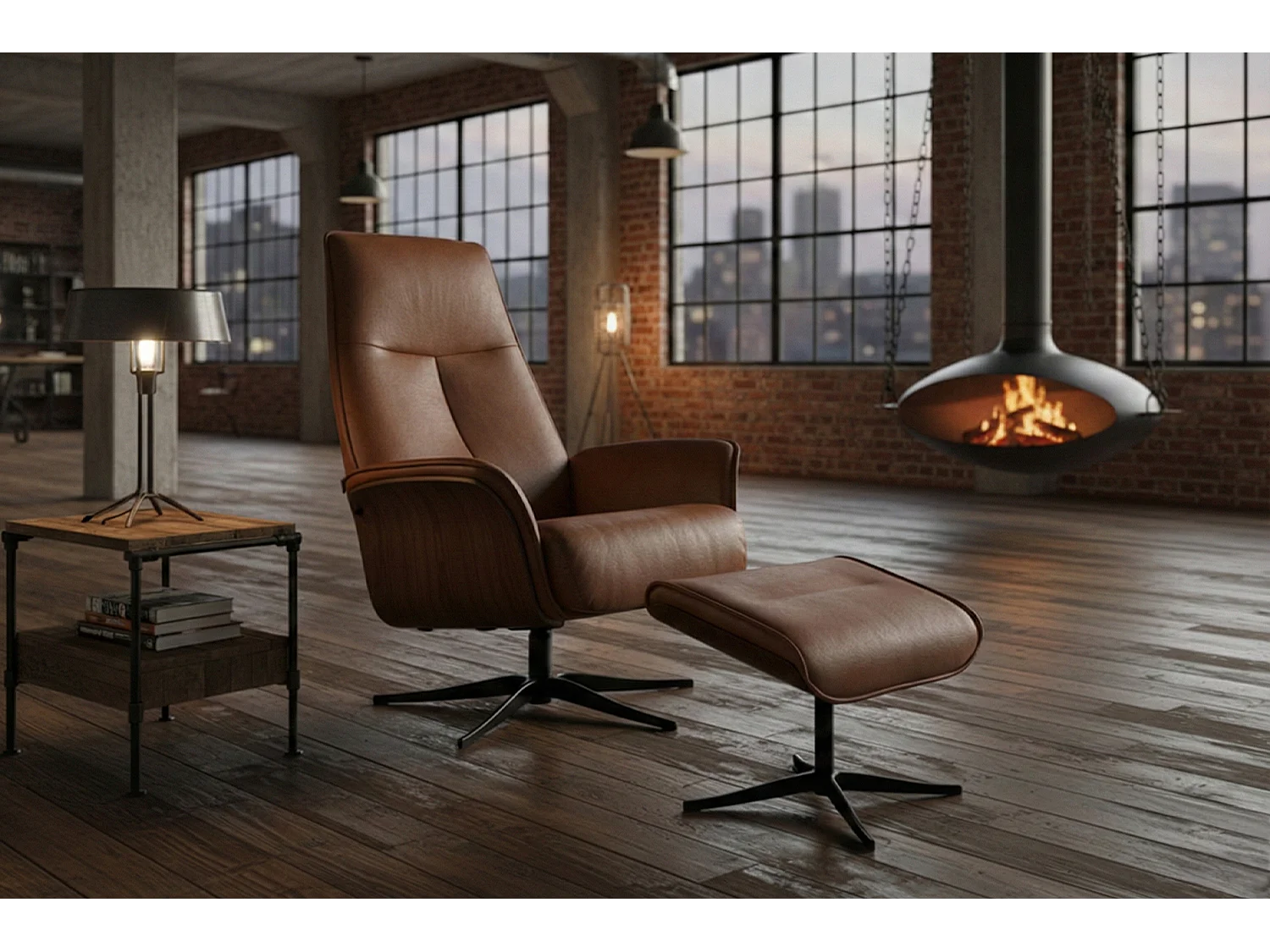 Poltrona relax - marrone pelle - FERREIRA