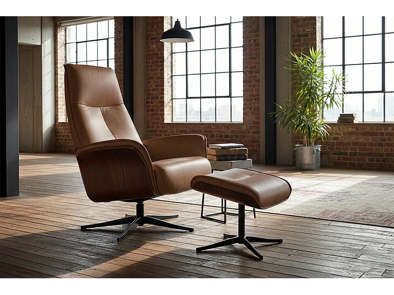 Poltrona relax - marrone pelle - FERREIRA