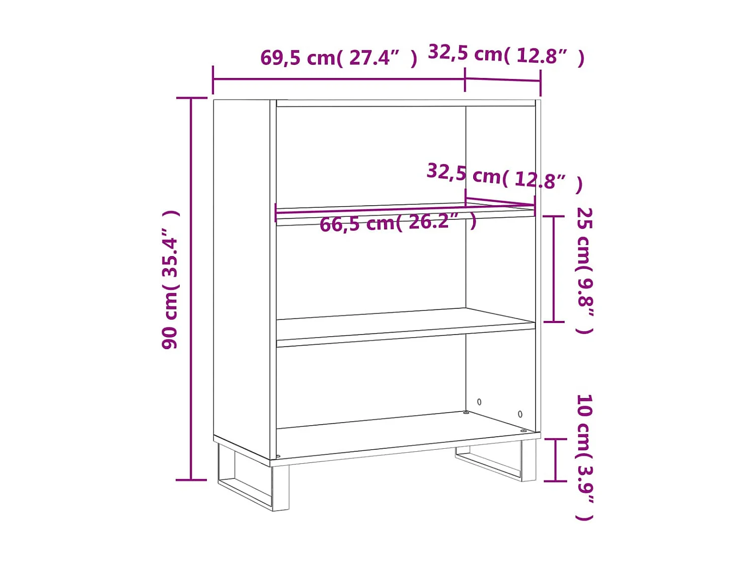 Schappenkast 69,5x32,5x90 cm bewerkt hout betongrijs