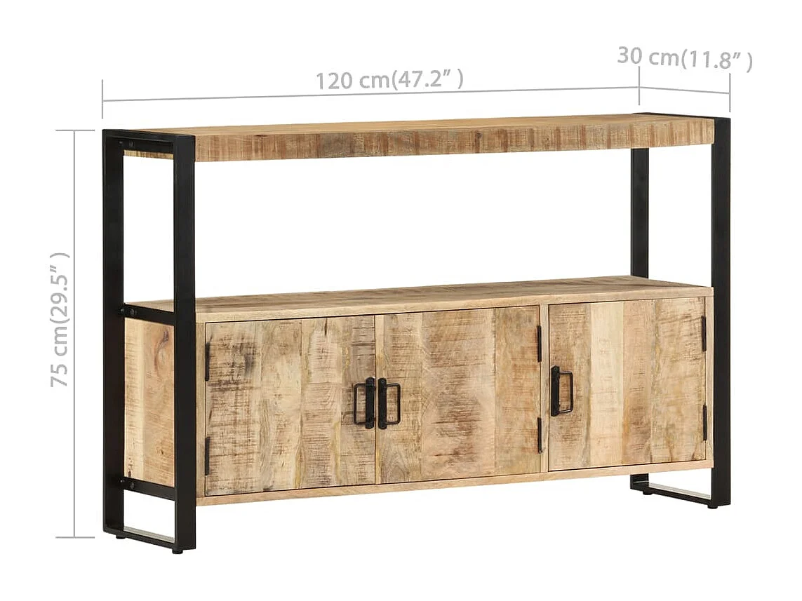 Armoire latérale 120x30x75 cm Bois de manguier solide