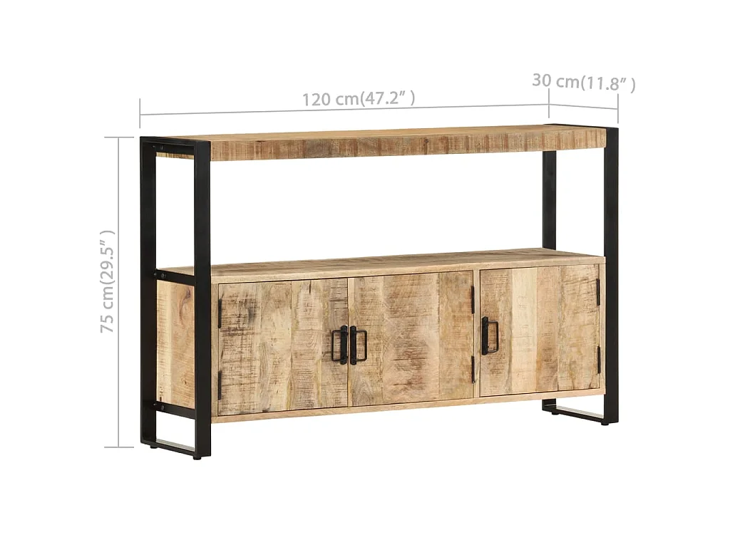 Bijzetkast 120x30x75 cm massief mangohout