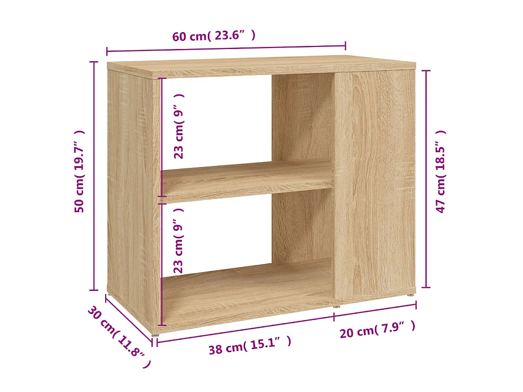 Credenza Rovere Sonoma 60x30x50 cm in Legno Multistrato