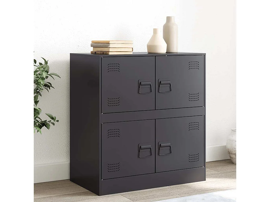 Buffet noir 67x39x73 cm acier