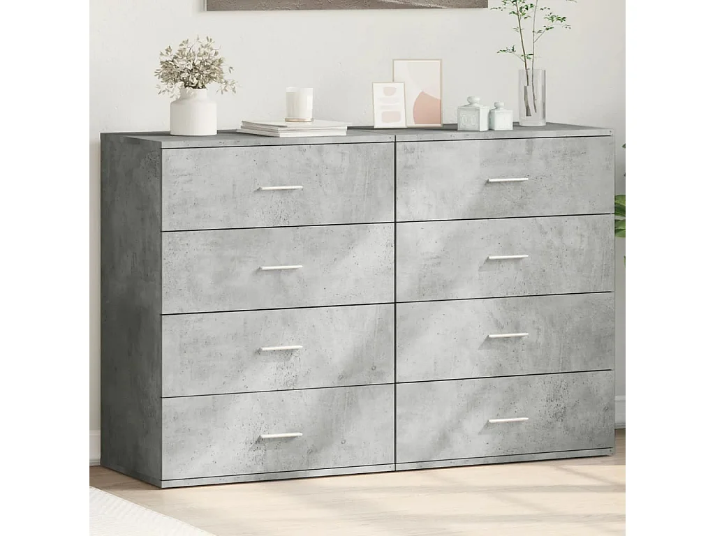 Credenze 2 pz Grigio Cemento 60x39x80 cm in Legno Multistrato