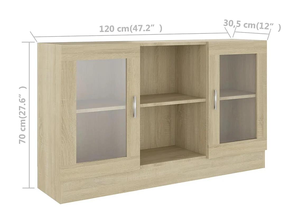 Armoire à vitrine Chêne sonoma 120x30,5x70 cm Bois d'ingénierie
