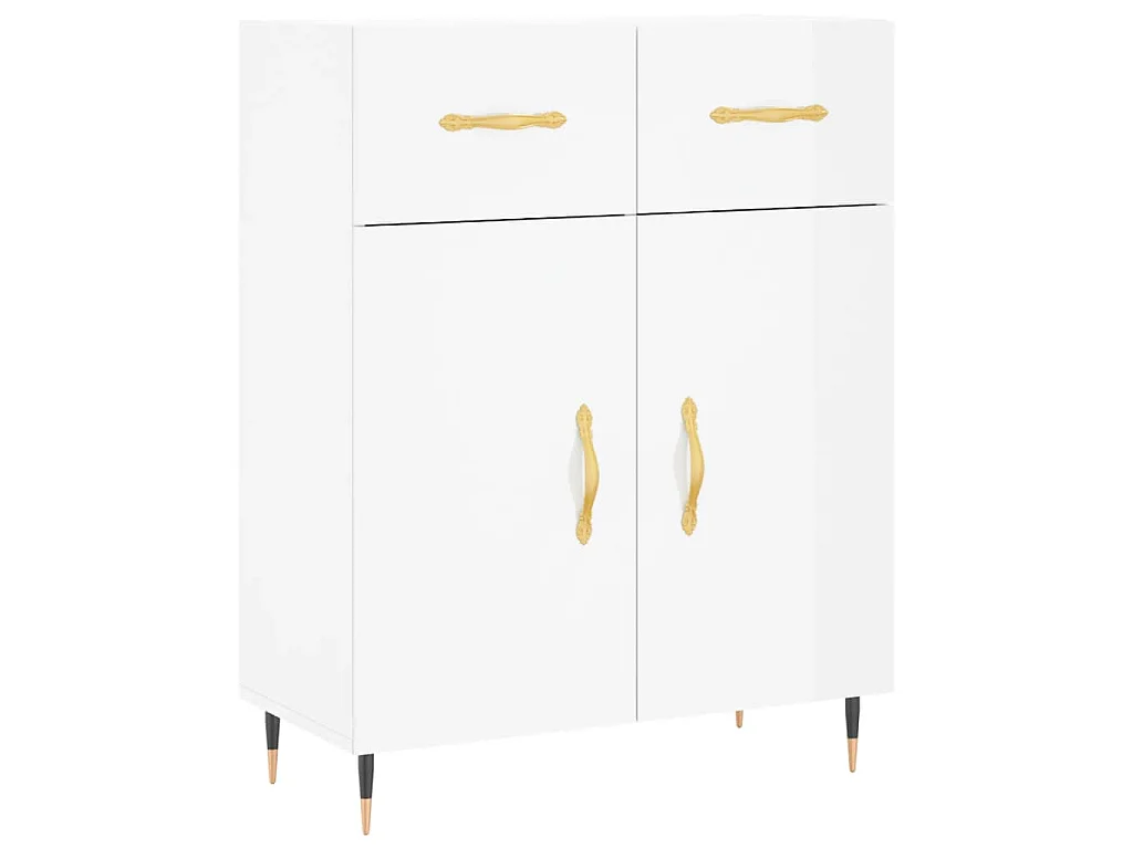 Buffet Blanc brillant 69,5x34x90 cm Bois d'ingénierie