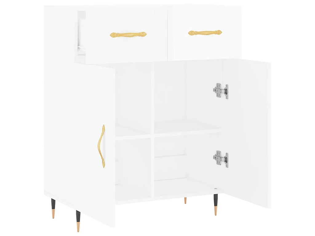 Buffet Blanc brillant 69,5x34x90 cm Bois d'ingénierie