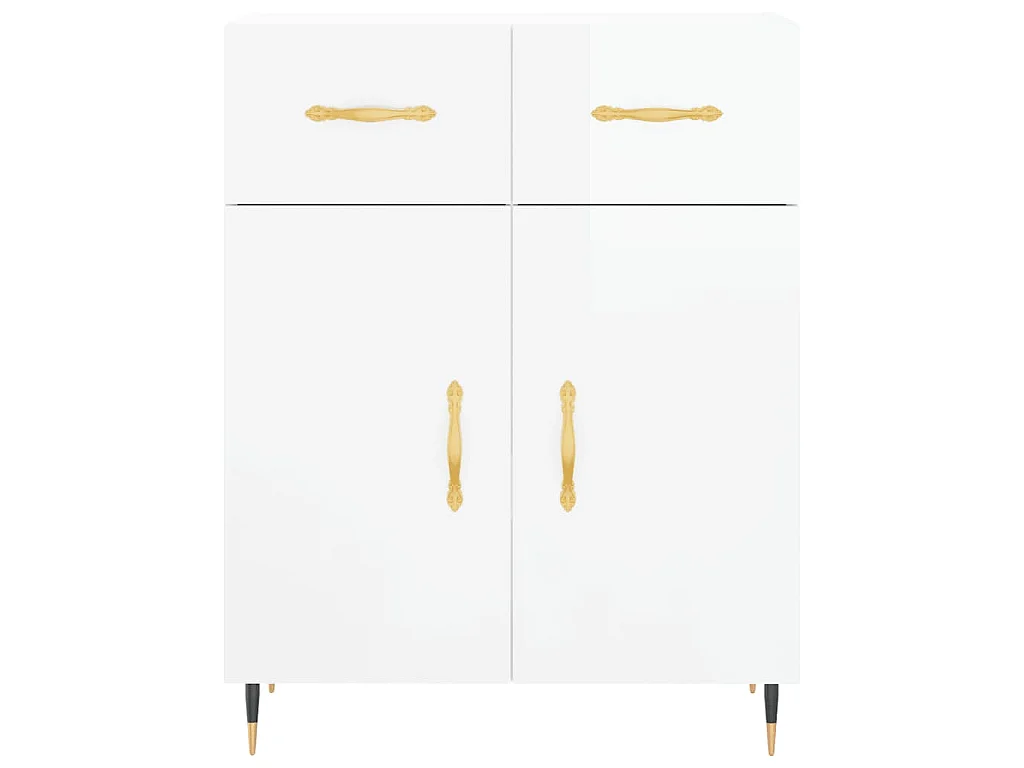 Buffet Blanc brillant 69,5x34x90 cm Bois d'ingénierie