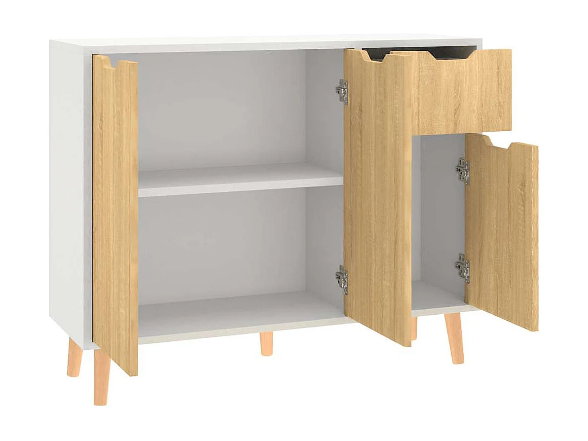 Buffet blanc et chêne sonoma 90x30x72 cm bois d'ingénierie