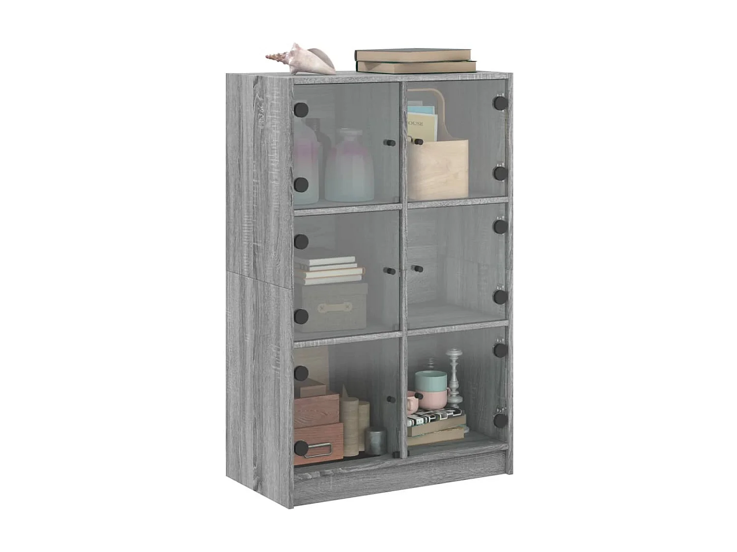 Buffet haut avec portes gris sonoma 68x37x109cm bois ingénierie