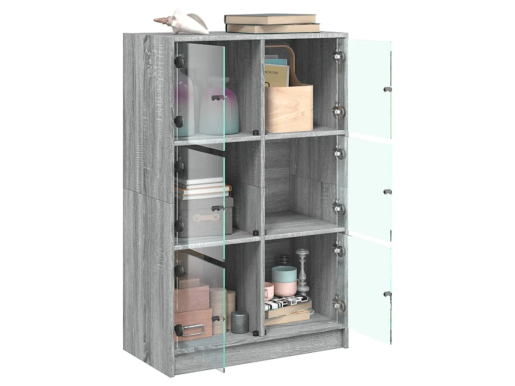 Highboard mit Türen Grau Sonoma 68x37x109 cm Holzwerkstoff