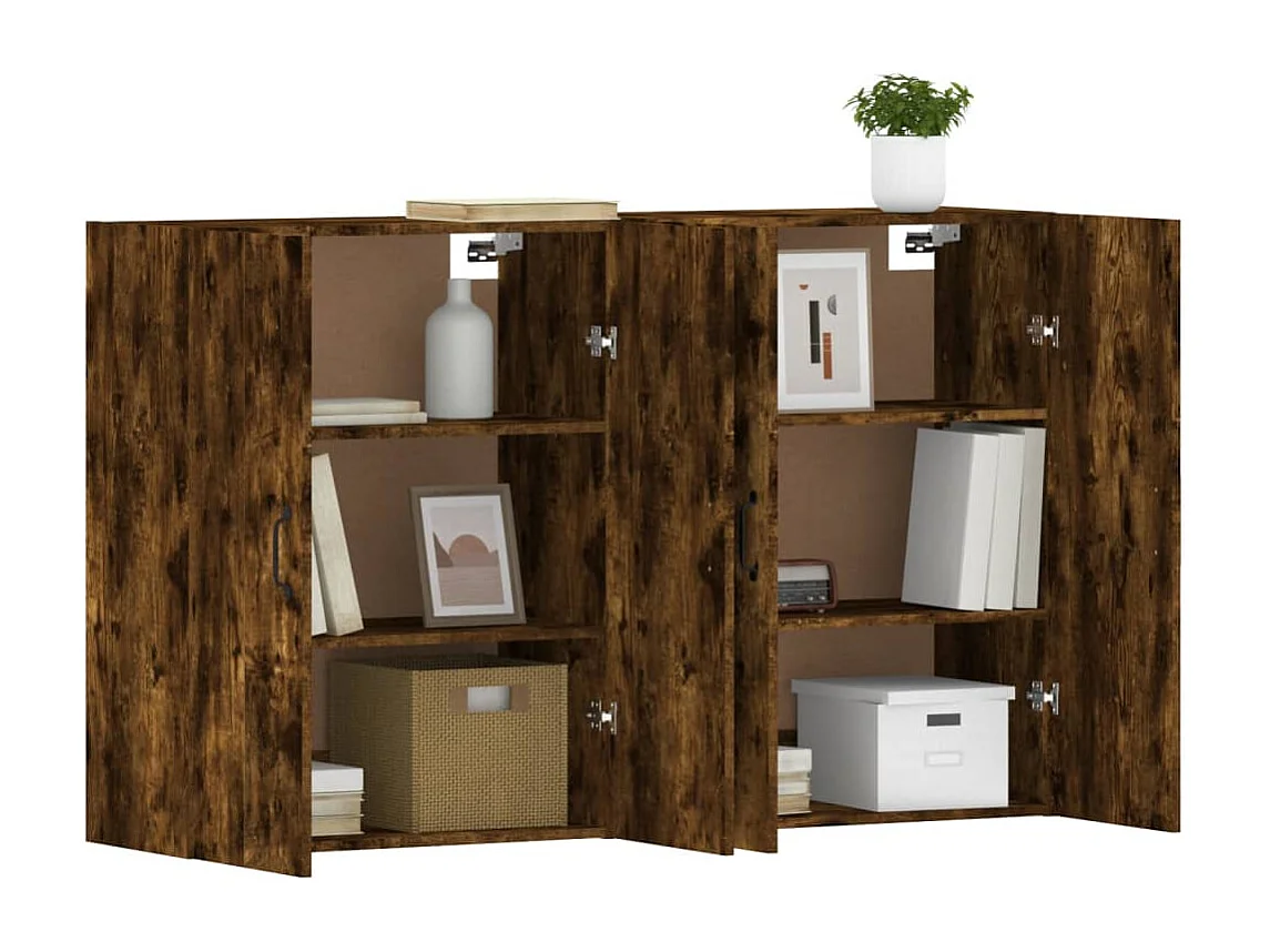 Wandschränke 2 Stk. Räuchereiche Holzwerkstoff