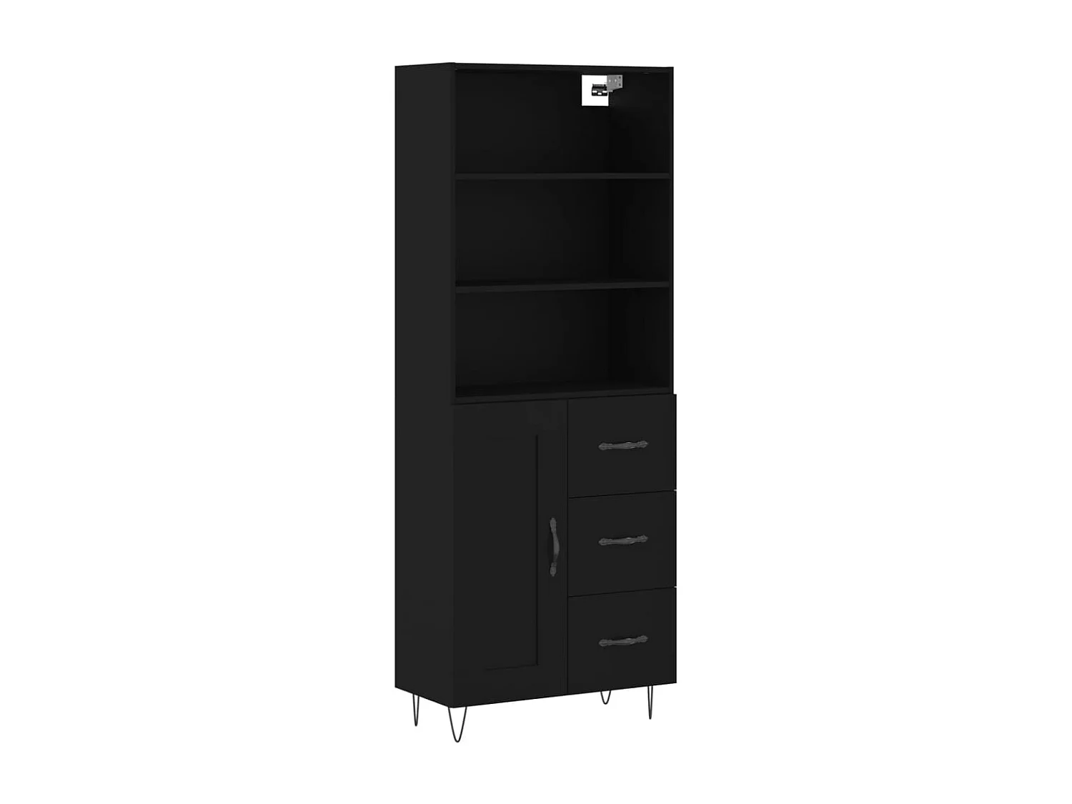 Buffet haut Noir 69,5x34x180 cm Bois d'ingénierie