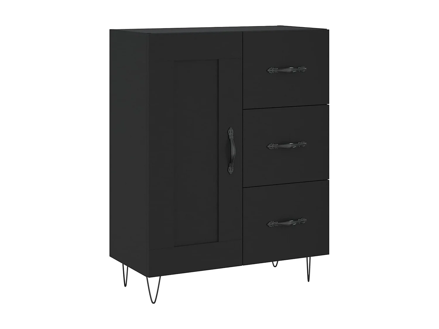 Buffet haut Noir 69,5x34x180 cm Bois d'ingénierie