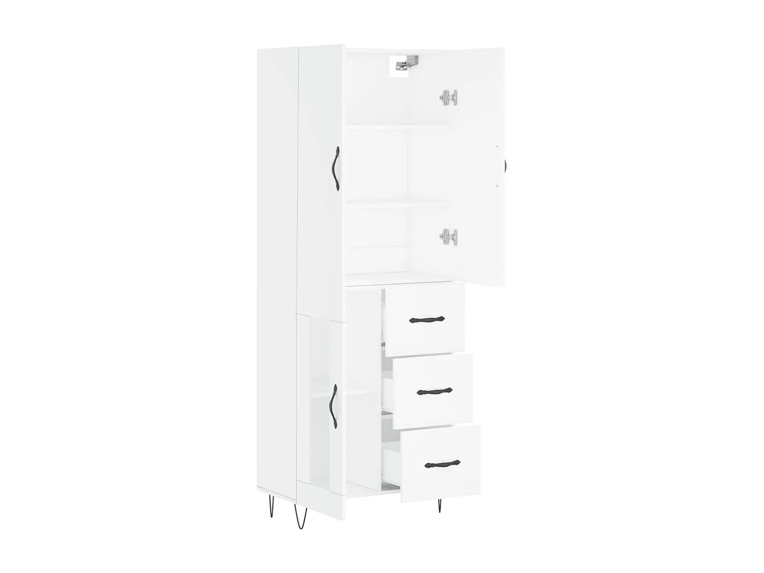 Buffet haut Blanc 69,5x34x180 cm Bois d'ingénierie