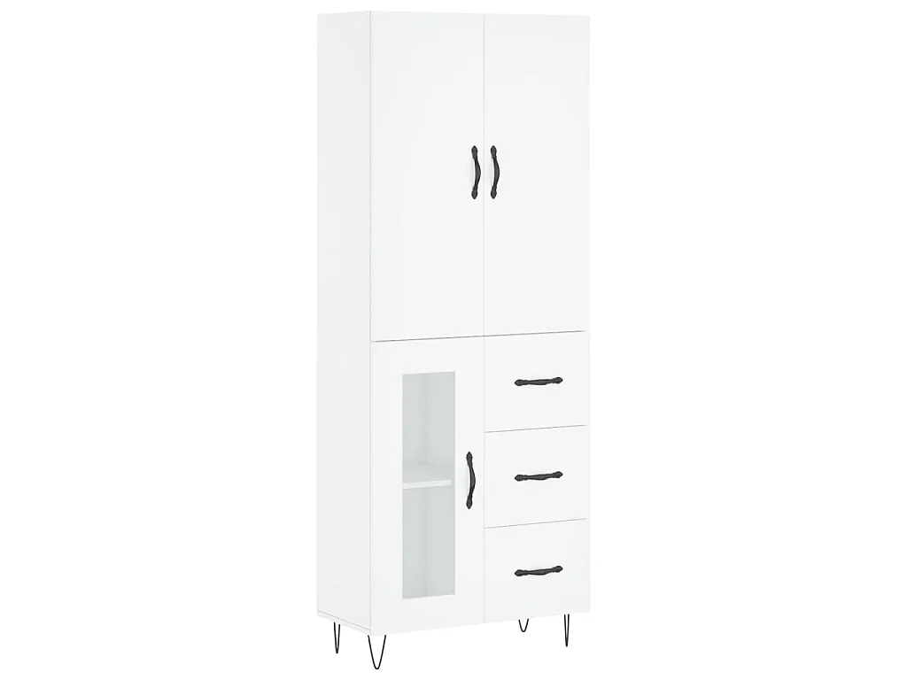 Hoge kast 69,5x34x180 cm bewerkt hout wit